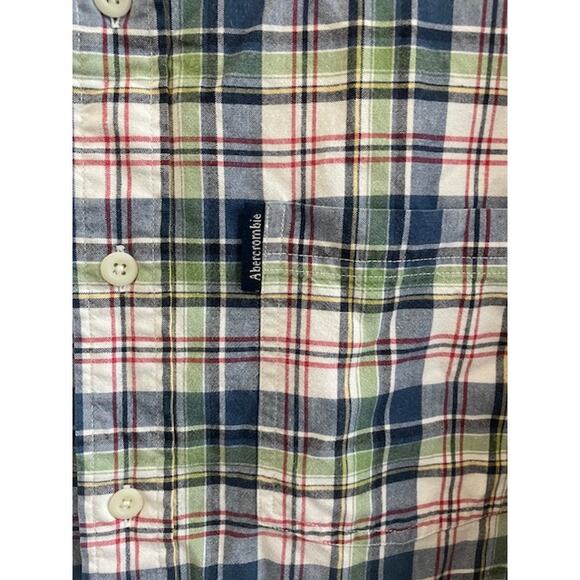 Abercrombie & Fitch Men's Size‎ Large 100% Cotton Plaid Short Sleeve Shirt - Picture 2 of 4